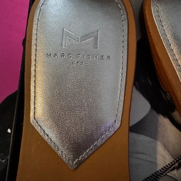 Never used. Marc Fisher Women's Silver and Gold Braided Sandals - Picture 5 of 5
